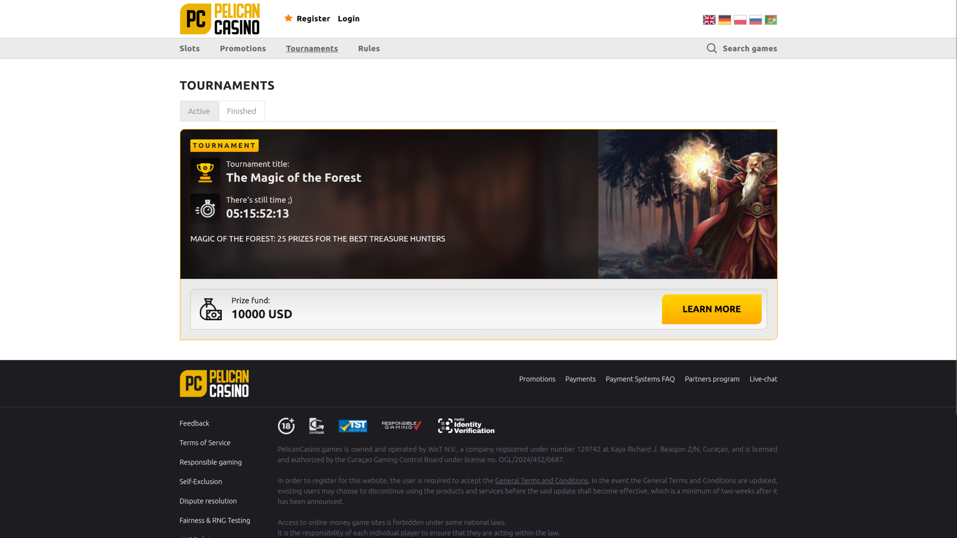 Tournois sur ordinateur du casino Pelican