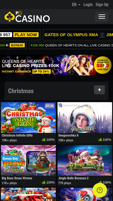 Homepage mobile di Ph Casino