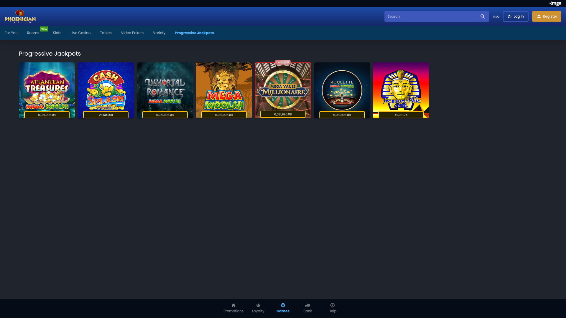 Jackpot de escritorio del casino Phoenician