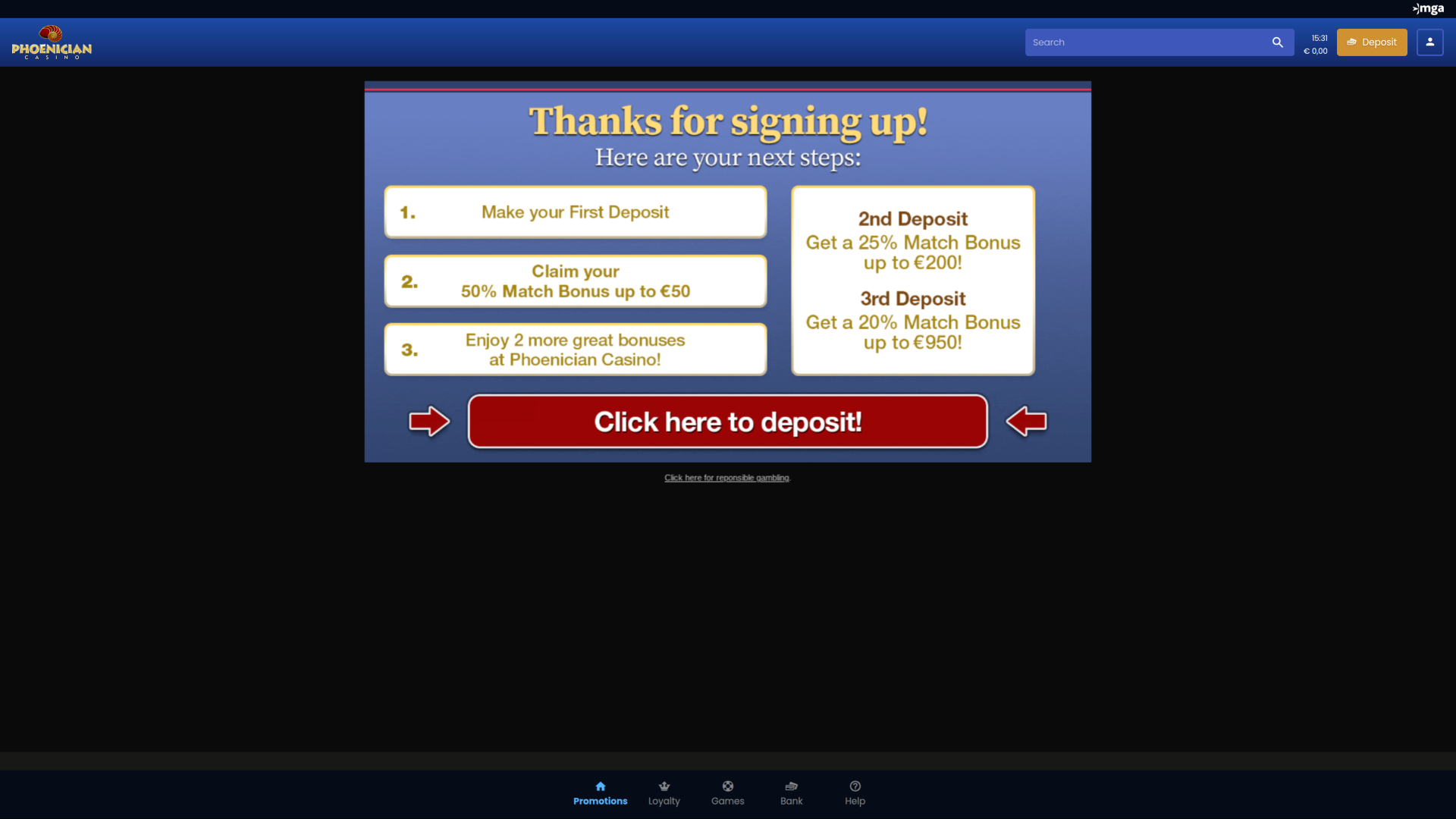 Promociones de escritorio del Casino Phoenician