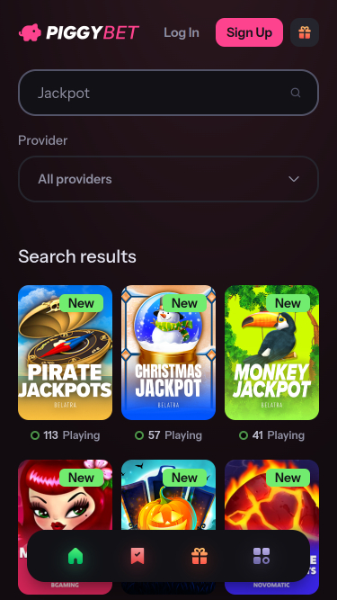 Jackpot mobile du casino PiggyBet