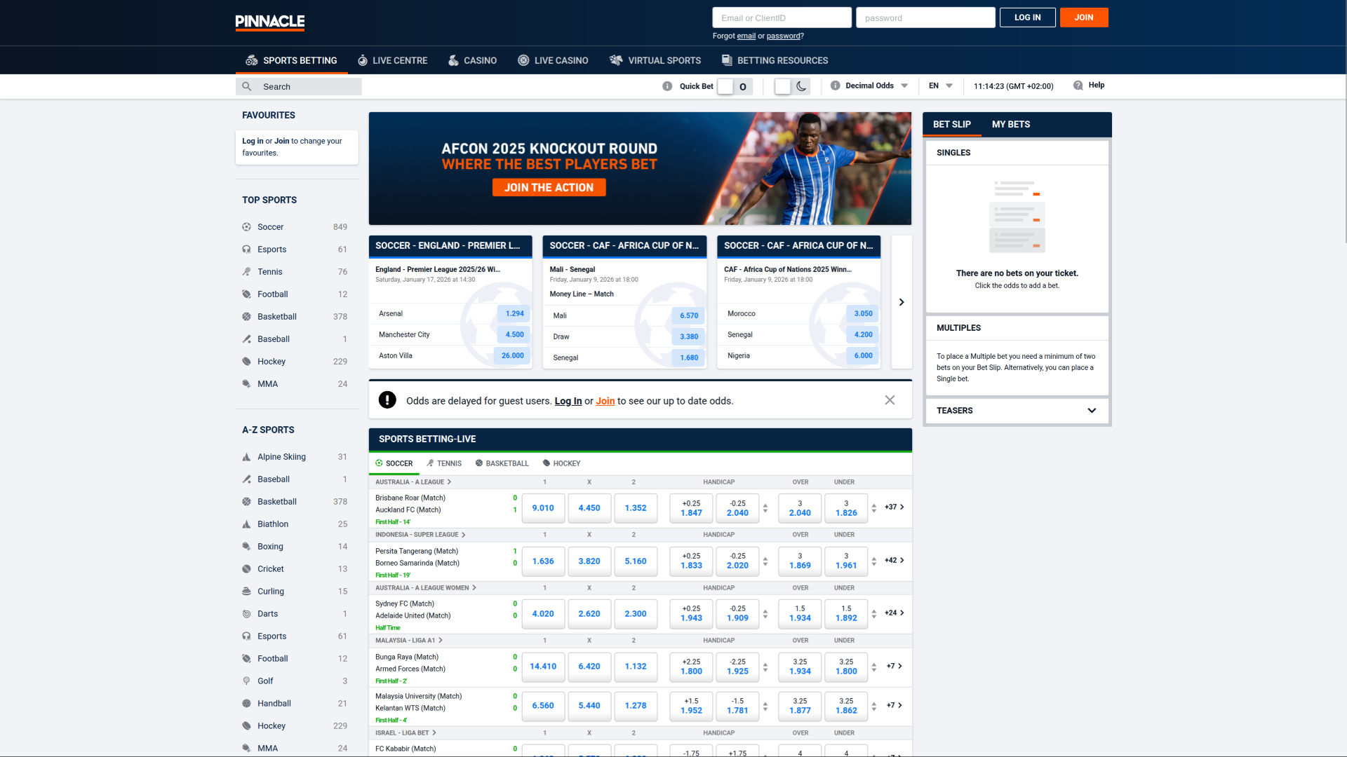 Pinnacle Sports sur Ordinateur