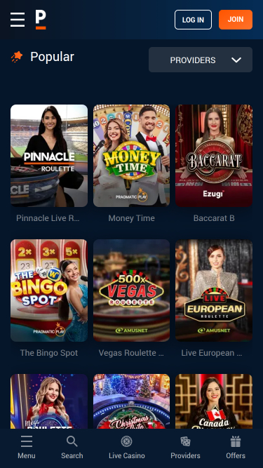 Pinnacle Mobile Croupier En Direct