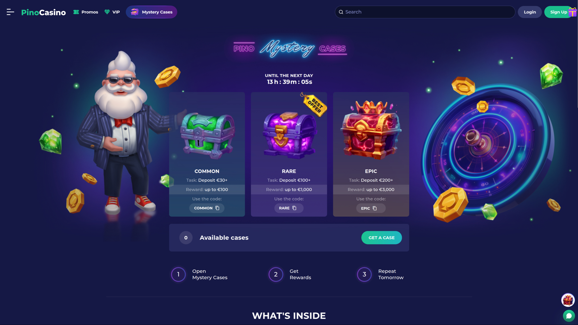 Pino Casino Desktop Mystery Cases