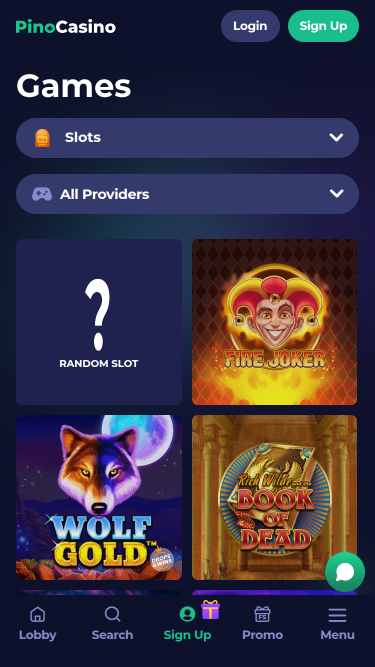 Pino Casino Mobile Games