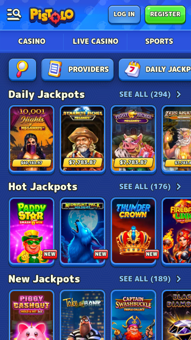 Jackpot móvil de Pistolo Casino