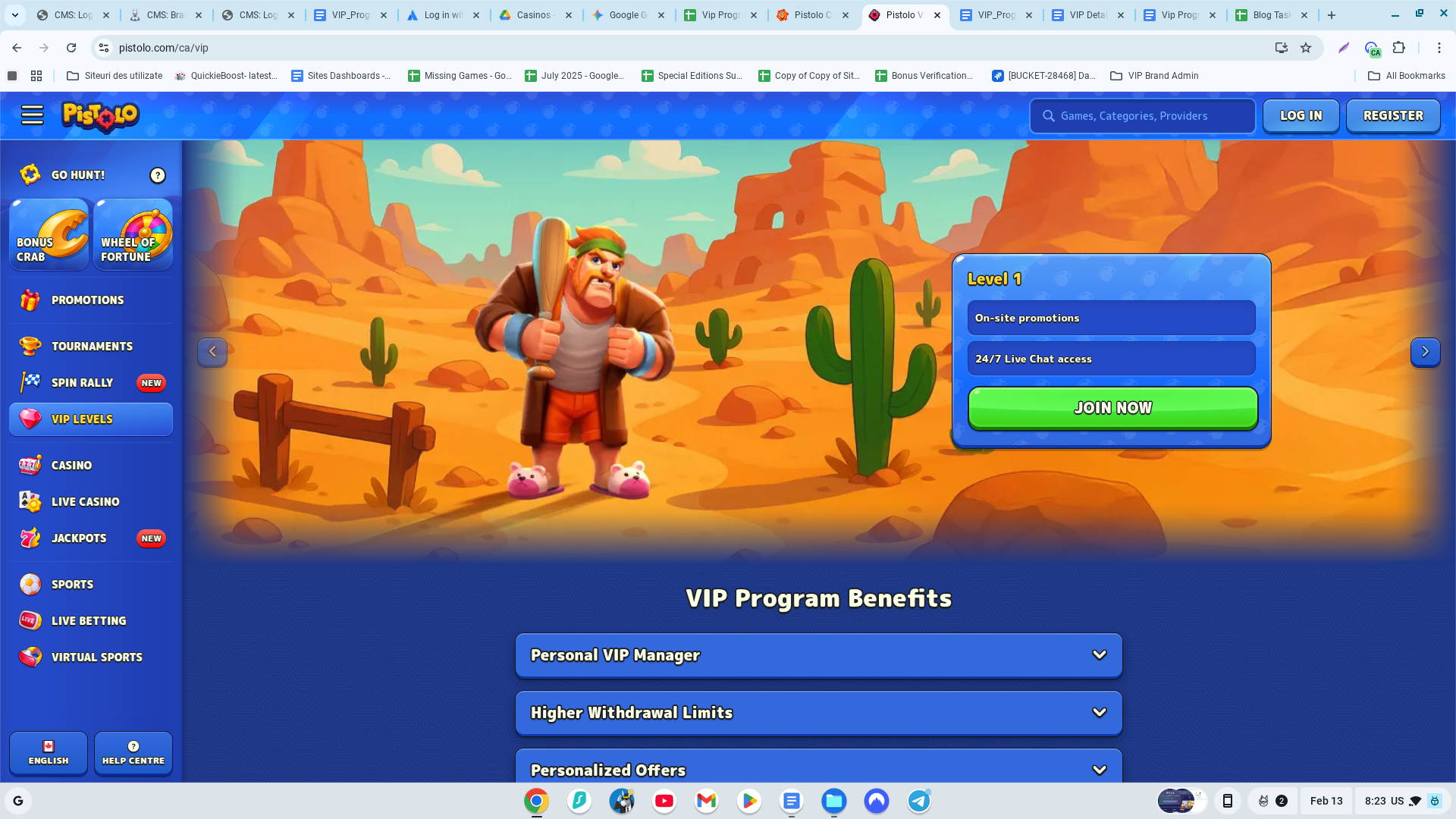 Programme VIP de bureau Pistol Casino