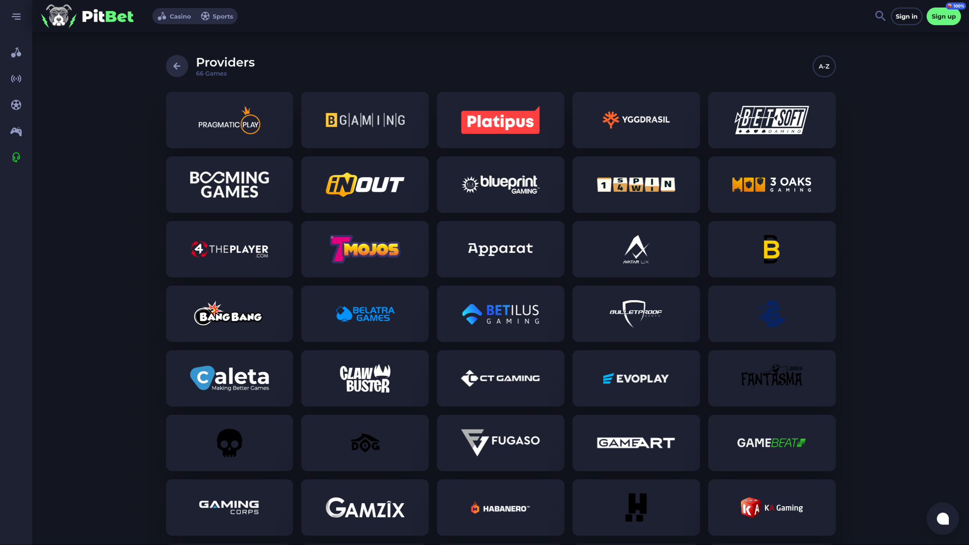 Desarrolladores de juegos de escritorio de PitBet Casino