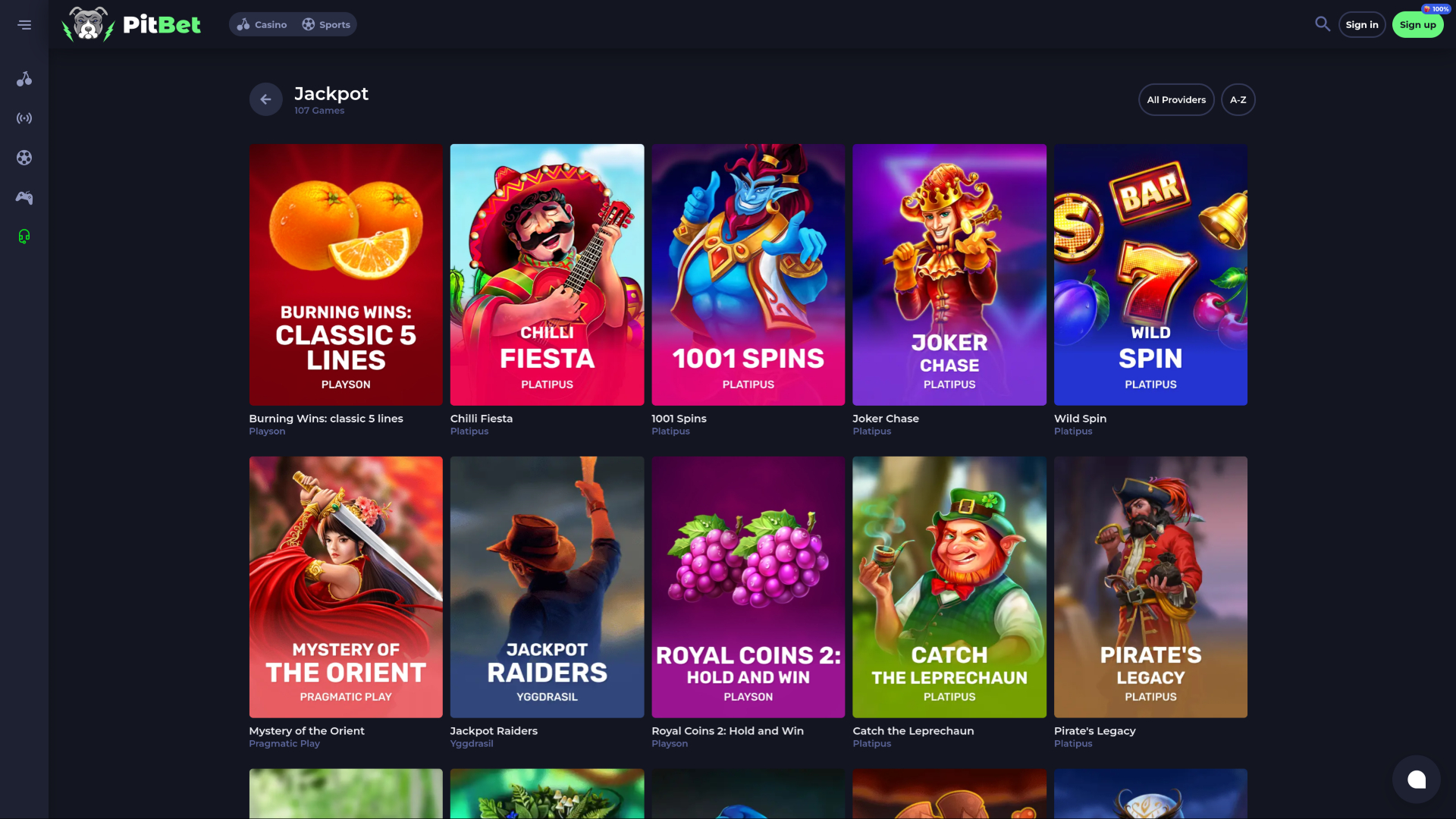 Jackpot de escritorio de PitBet Casino