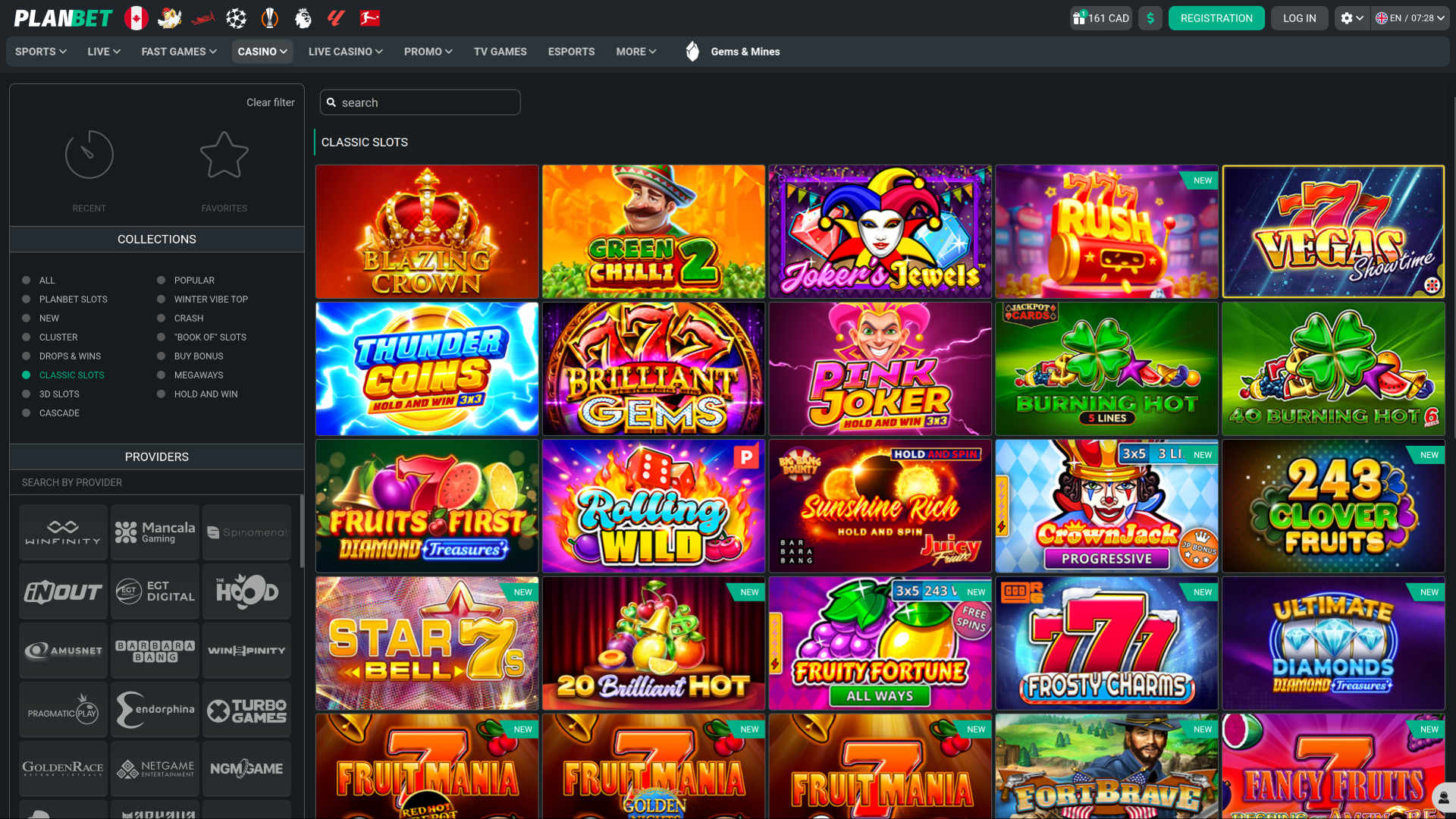 PlanBet Casino Desktop Games