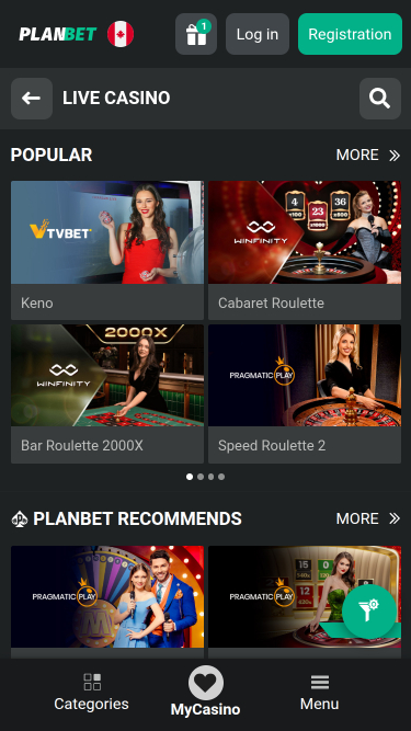 PlanBet Casino Mobile Live Dealer