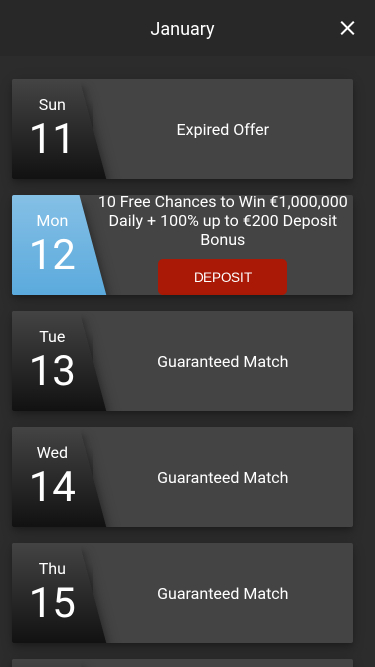 Promotions mobiles de Platinum Play Casino