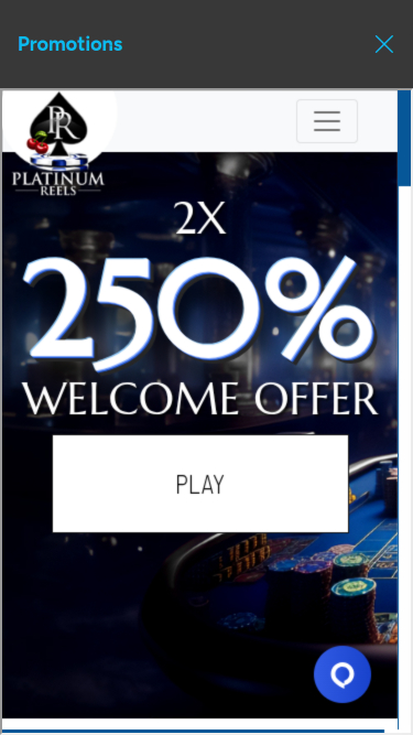 Promotions mobiles du casino Platinum Reels