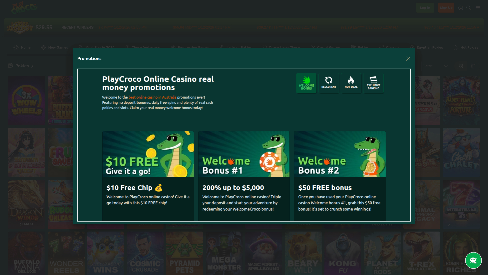 Play Croco Casino Bureau Promotions