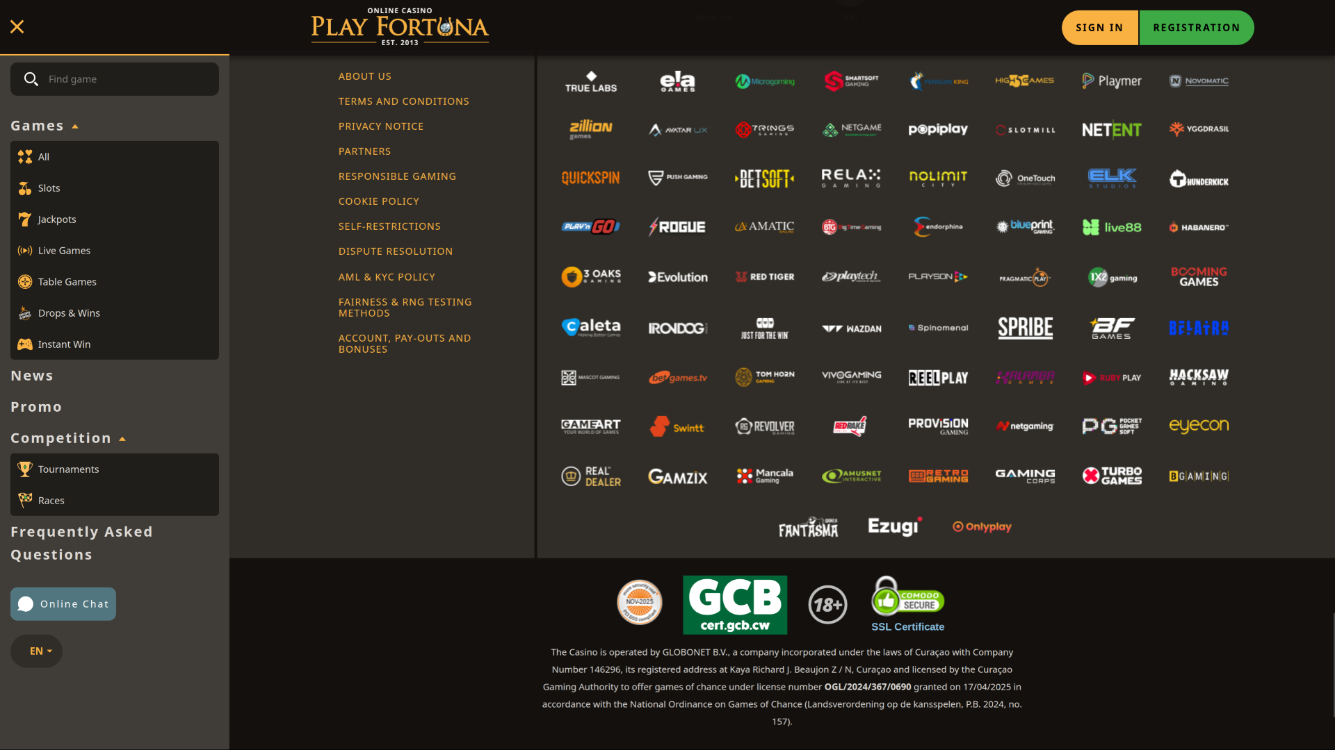 Développeurs du jeu de casino Play Fortuna pour ordinateur