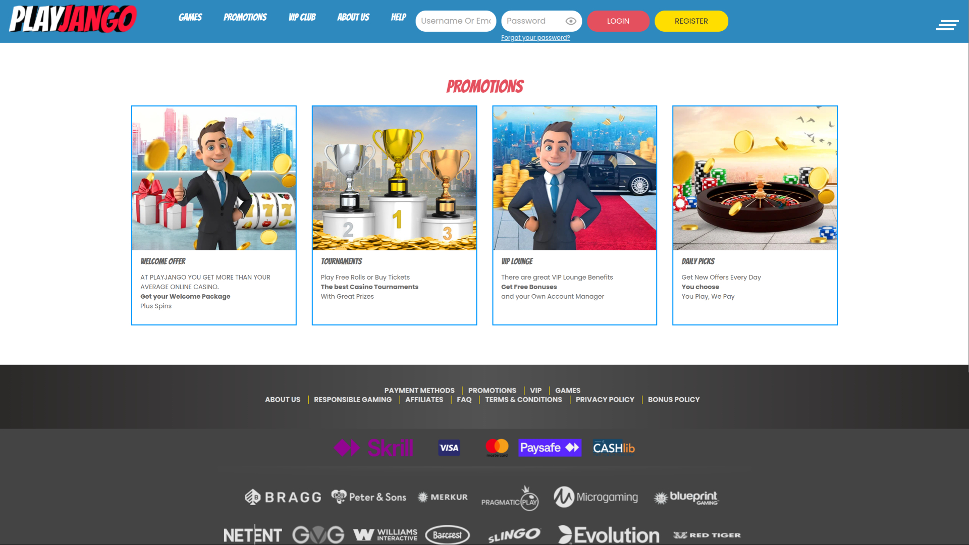 Promociones de escritorio del casino Play Jango