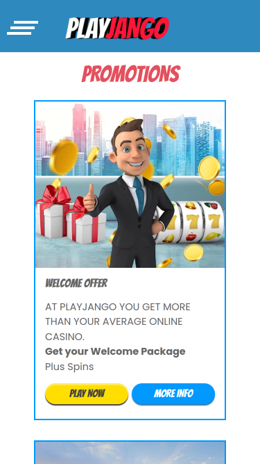 Promociones móviles del casino Play Jango