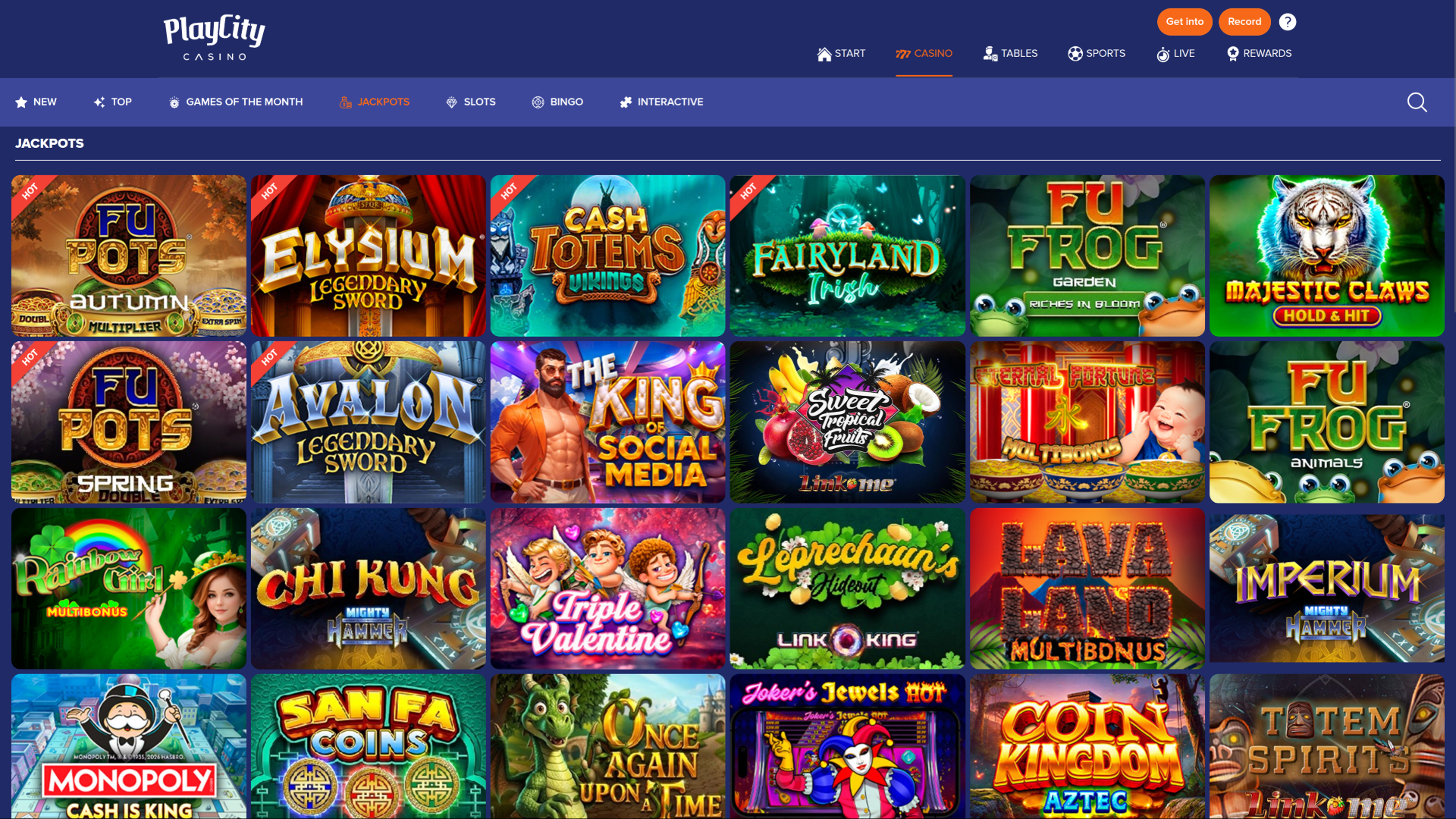 PlayCity Casino Desktop Jackpot