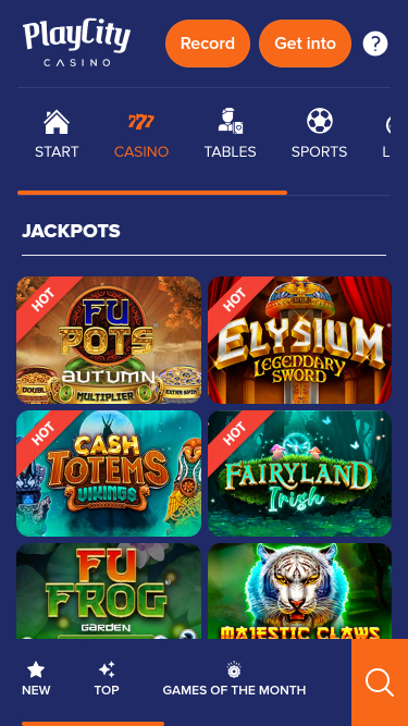 PlayCity Casino Мобильный джекпот