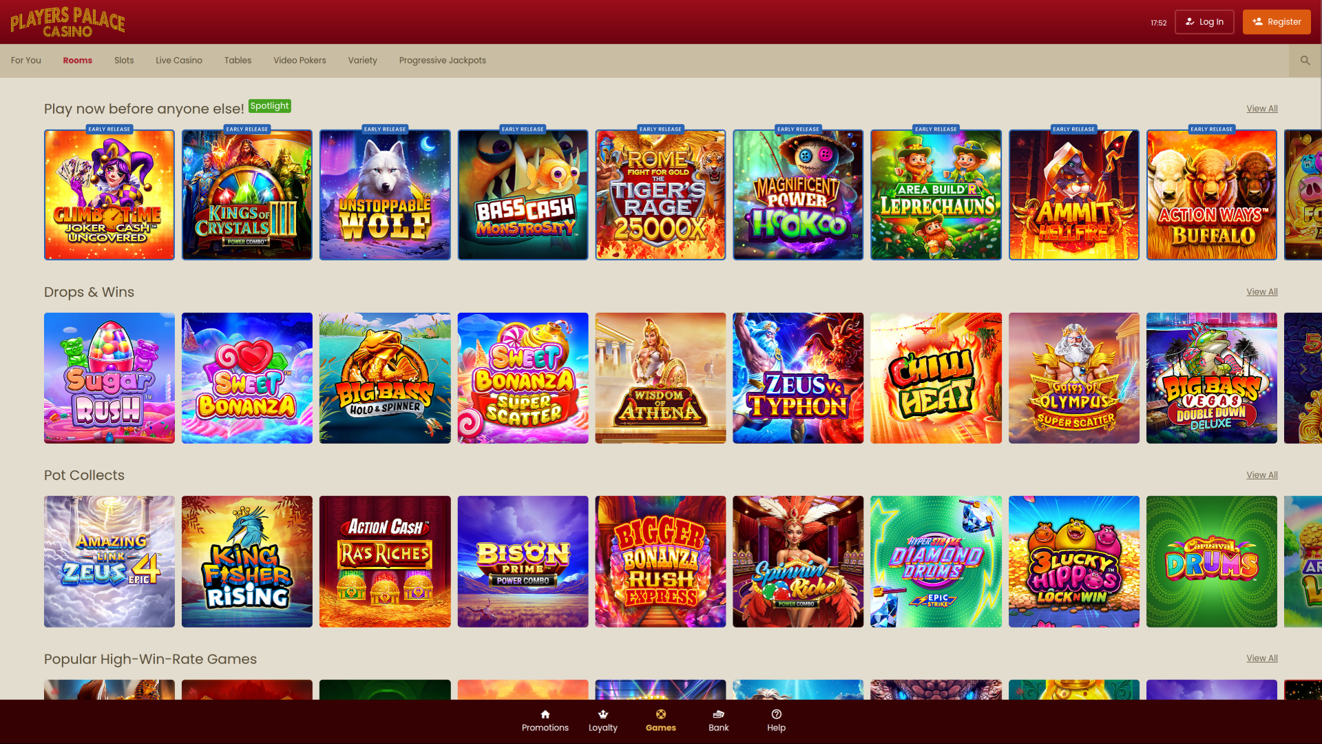 Salles de jeux sur ordinateur du casino Players Palace