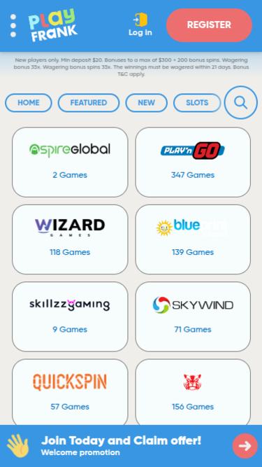 Développeurs de jeux mobiles de PlayFrank Casino