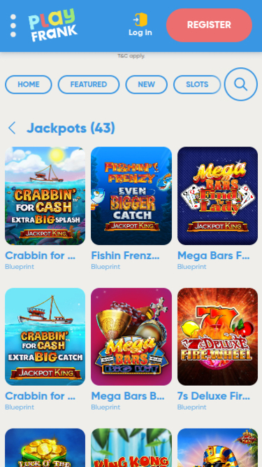 Jackpot mobile de PlayFrank Casino