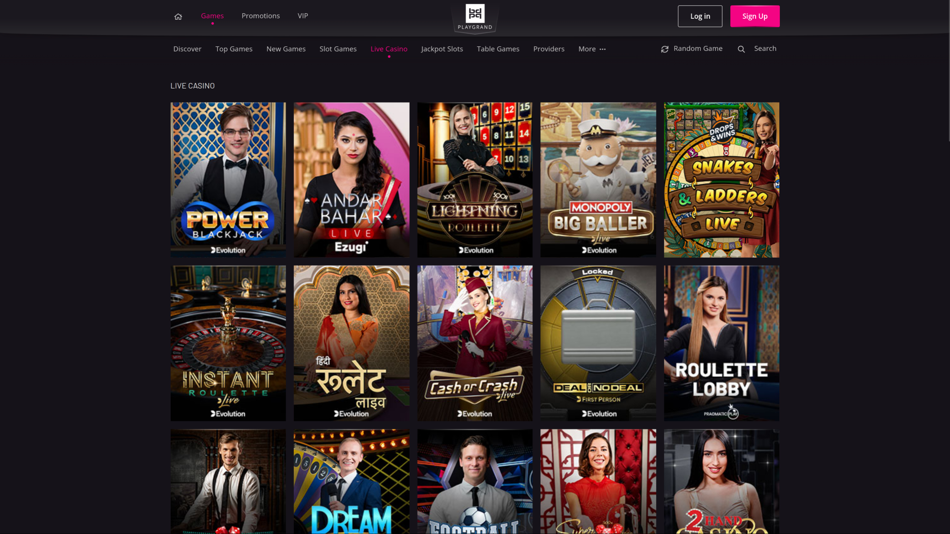 Playgrand Casino Desktop Live Dealer