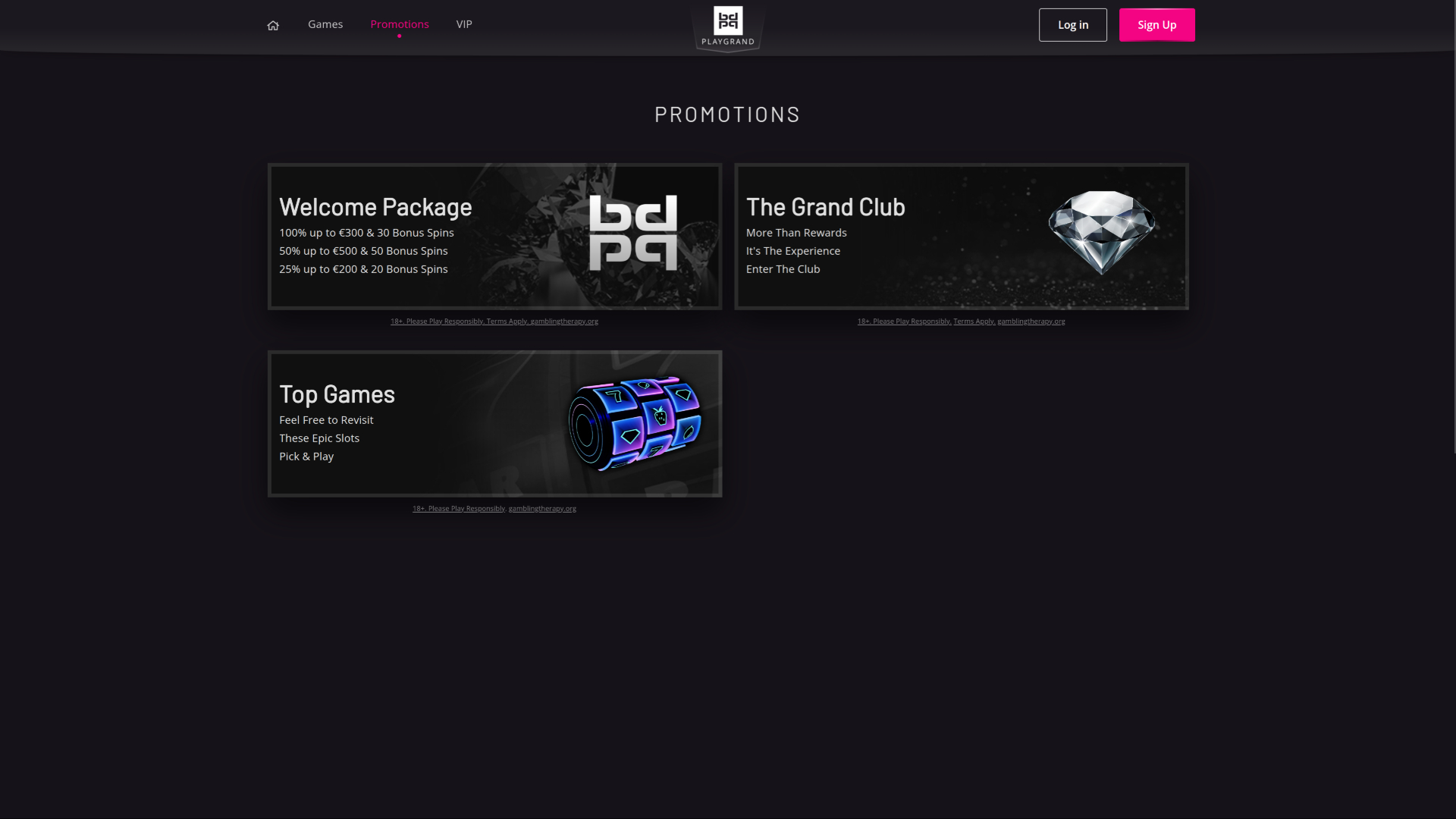 Playgrand Casino Desktop Promotions