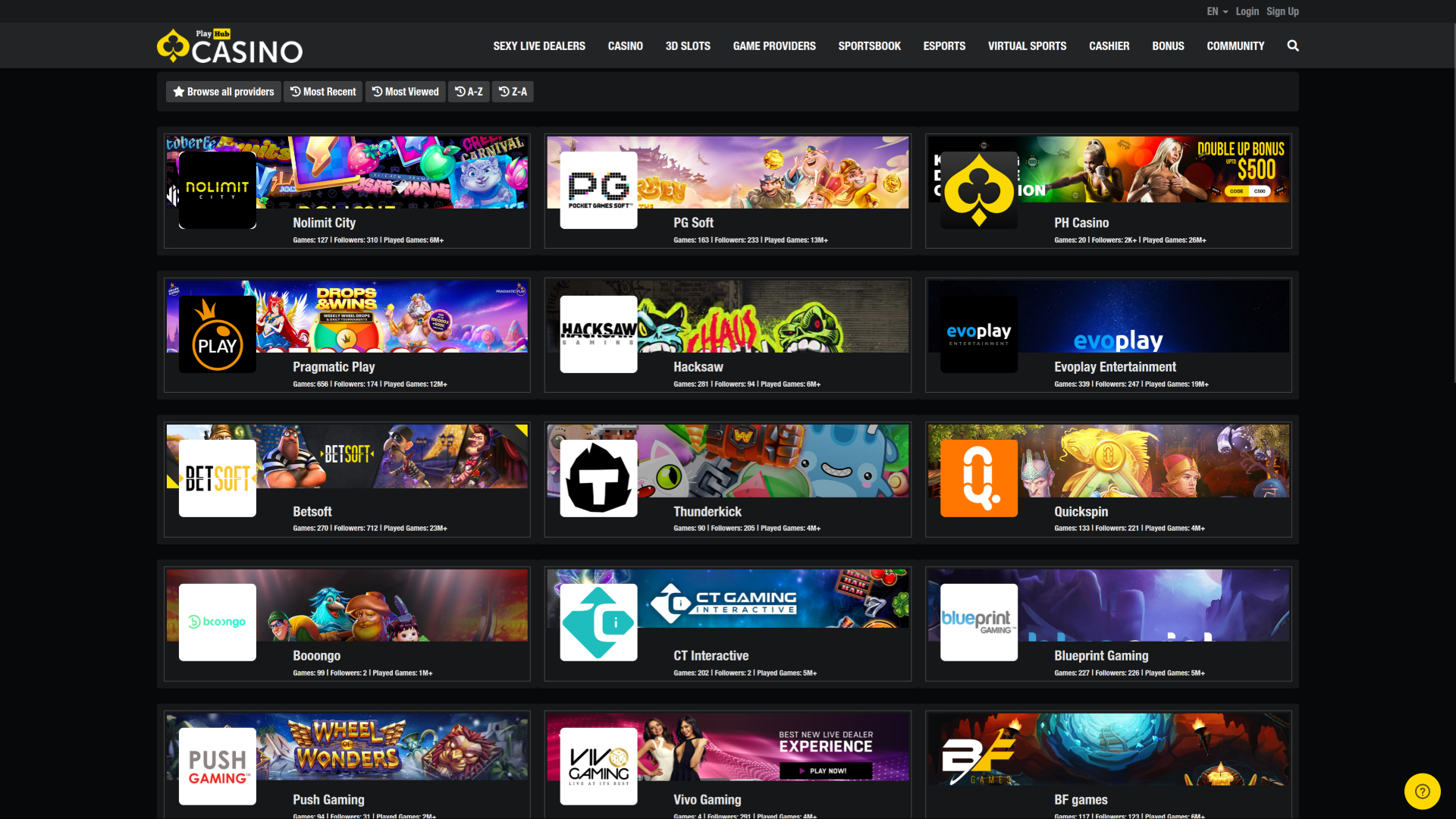 Développeurs de jeux de casino pour ordinateur Playhub