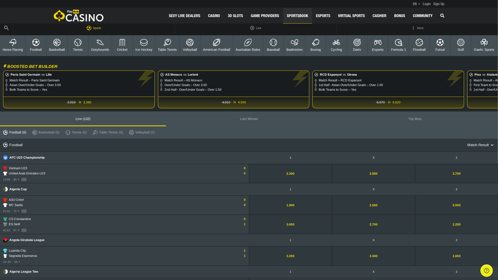 Playhub Casino Sports sur ordinateur