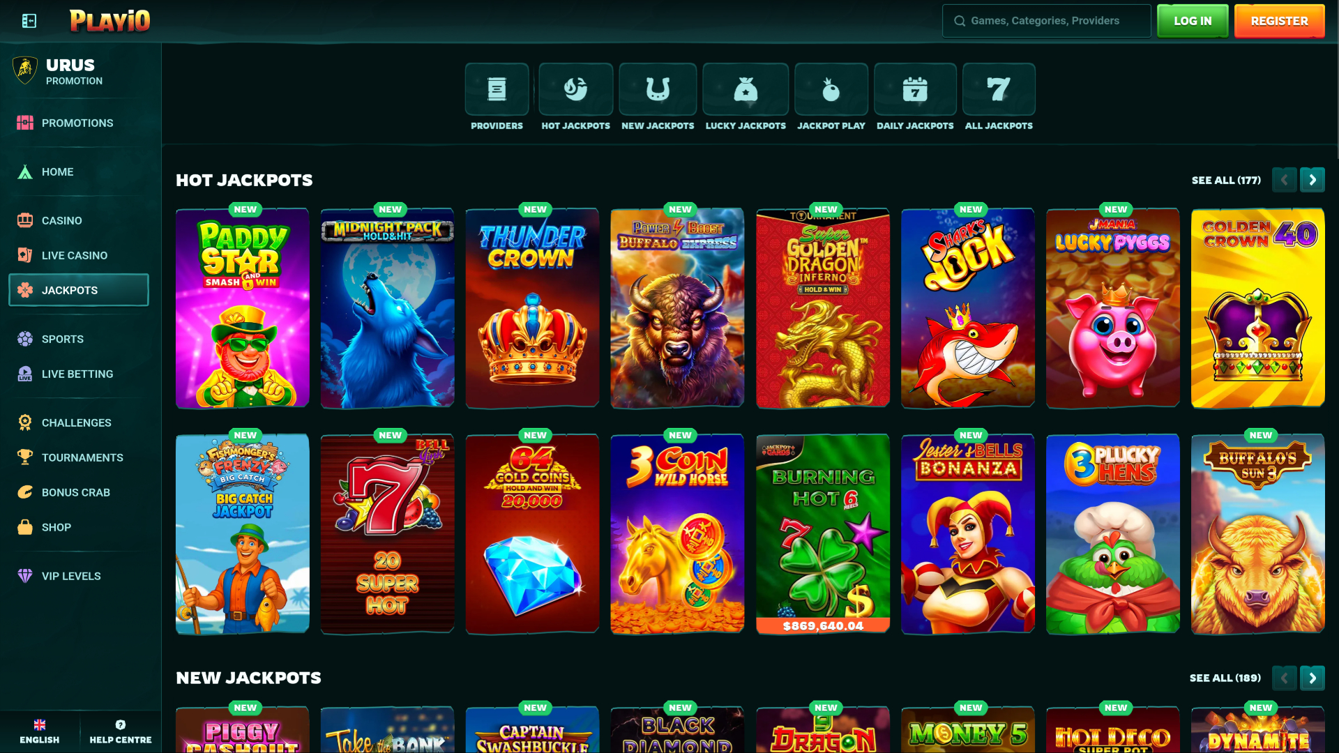 Jackpot du casino Playio sur ordinateur