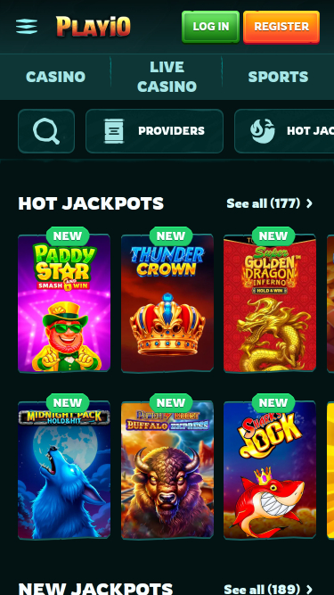 Jackpot mobile du casino Playio