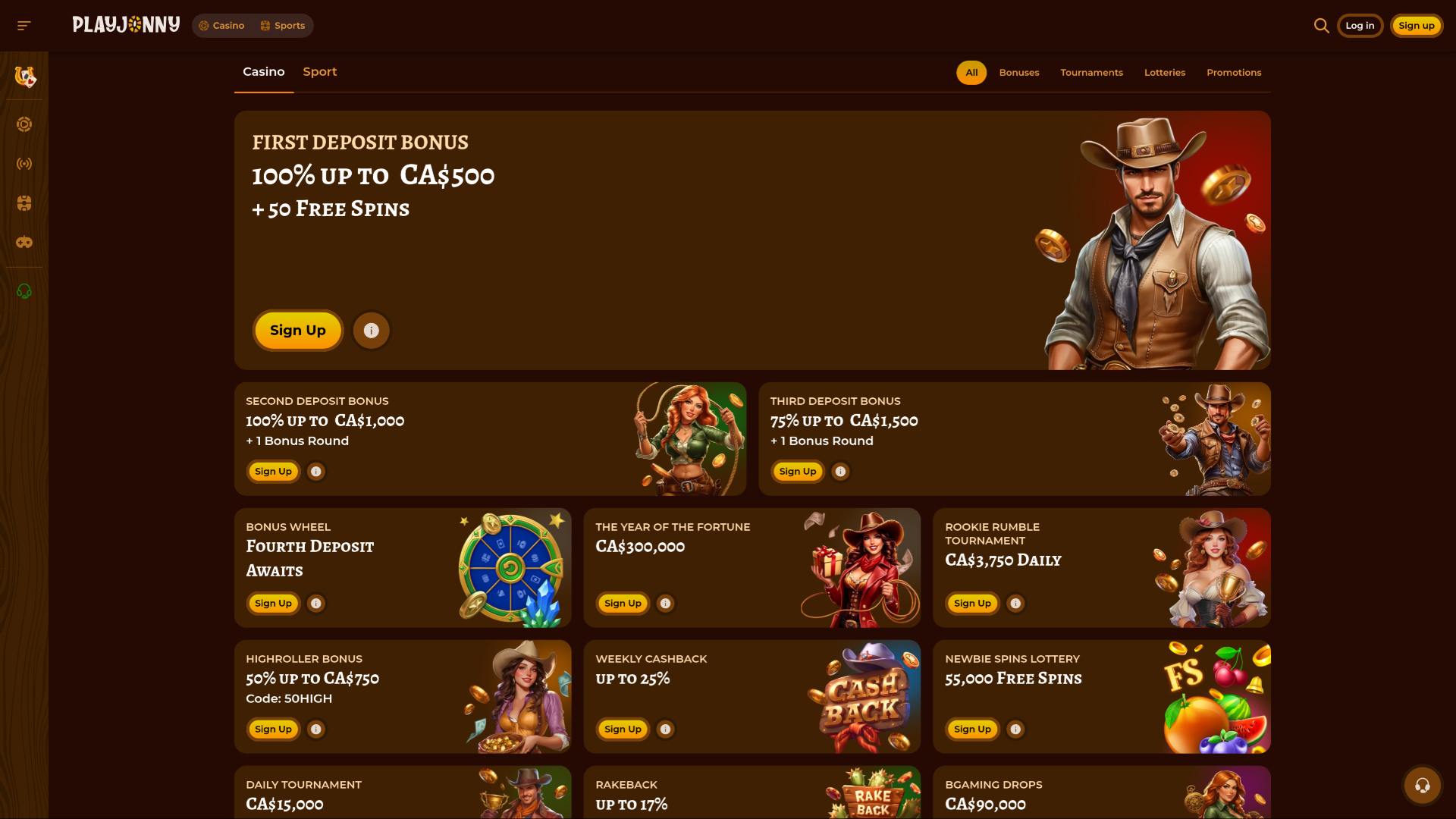 Promociones de escritorio del casino PlayJonny