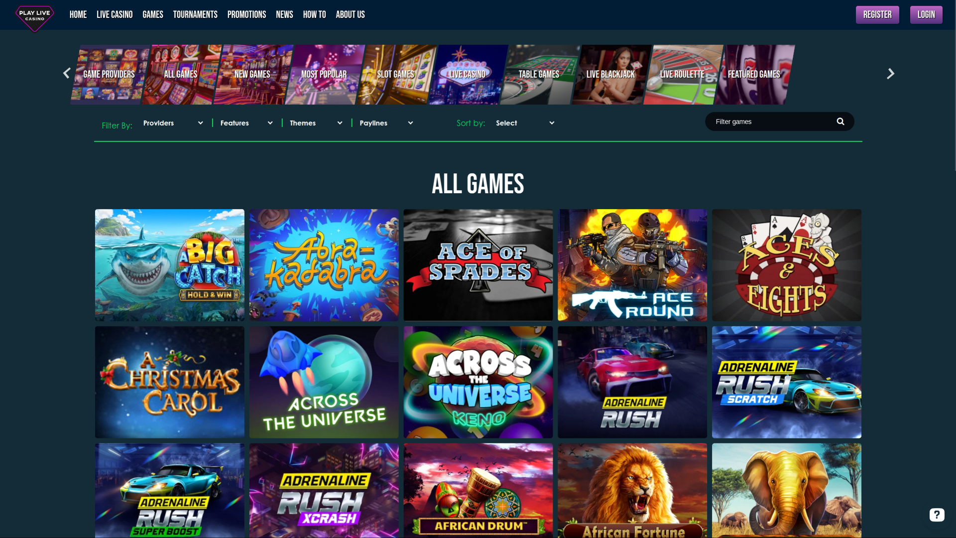 Juegos de escritorio de PlayLive Casino