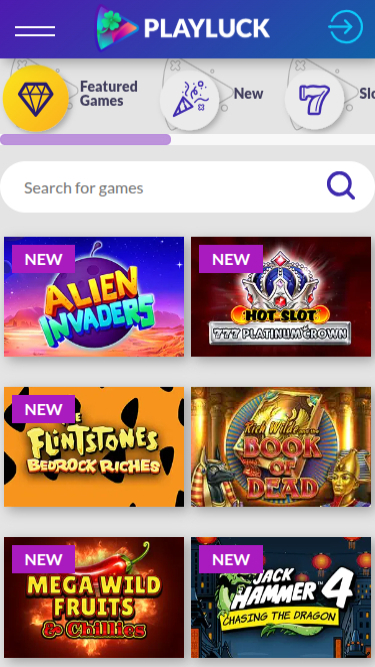 Juegos móviles de Playluck Casino