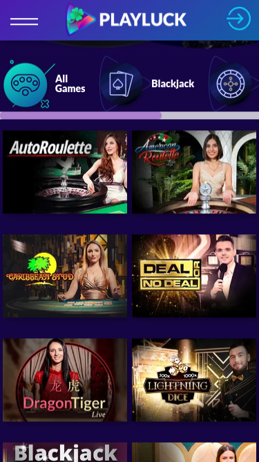 Crupier en vivo móvil de Playluck Casino