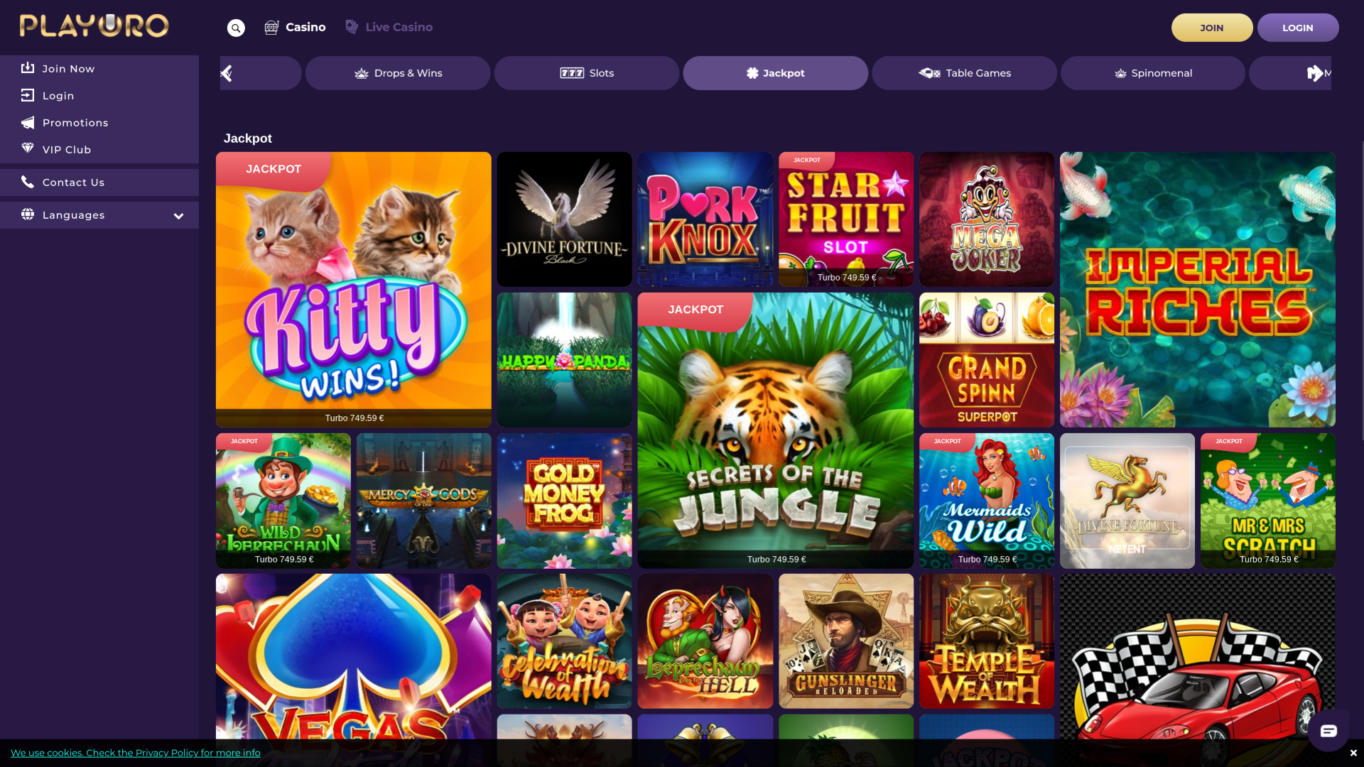 PlayOro Desktop Jackpot