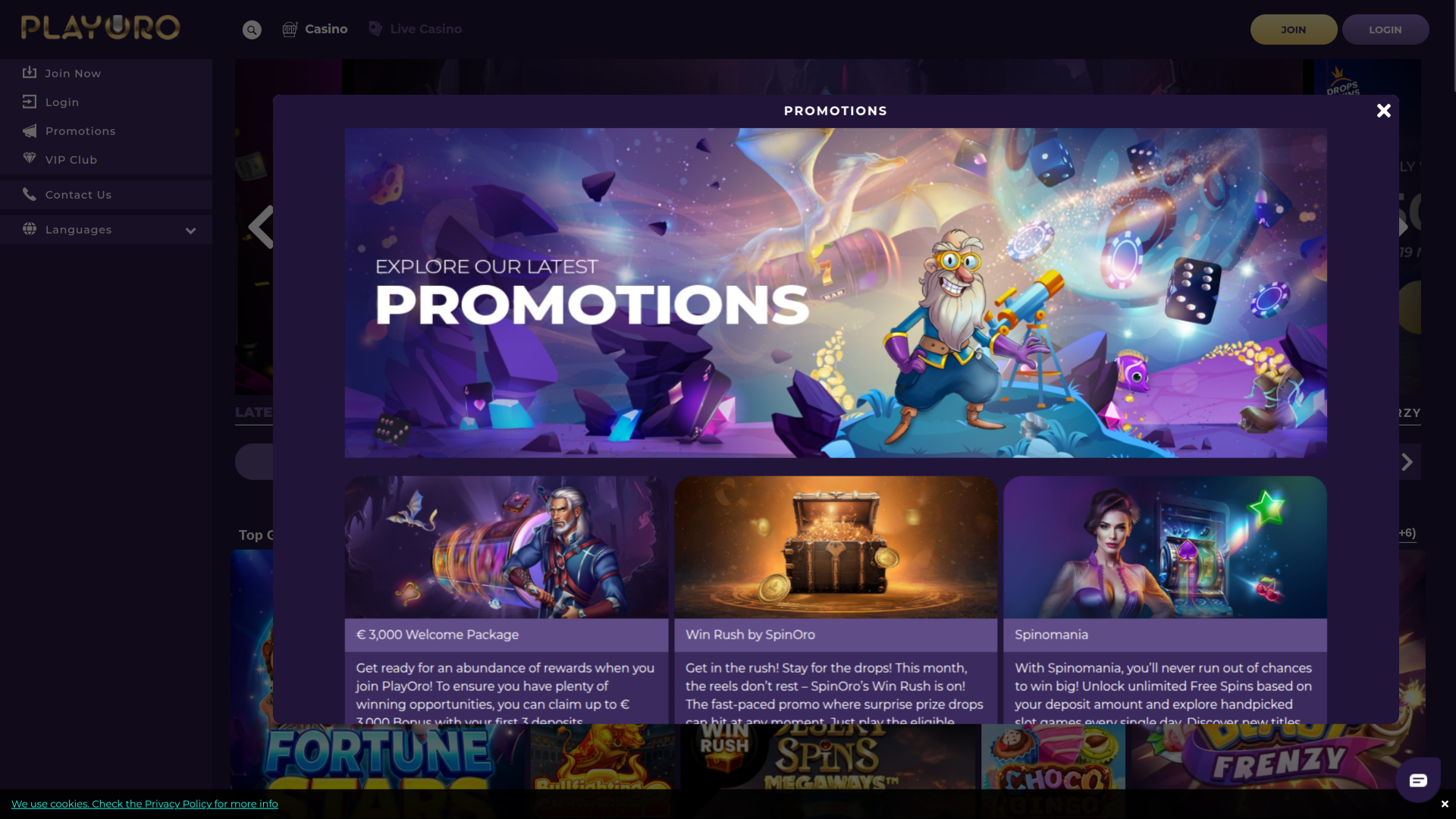 PlayOro Desktop Promotions