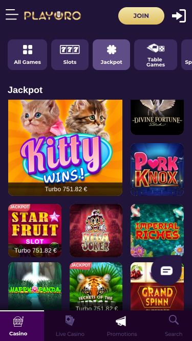 PlayOro Mobile Jackpot