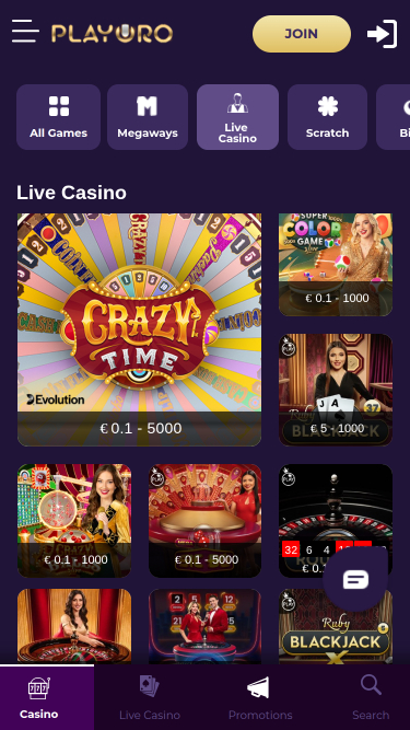PlayOro Mobile Live Dealer
