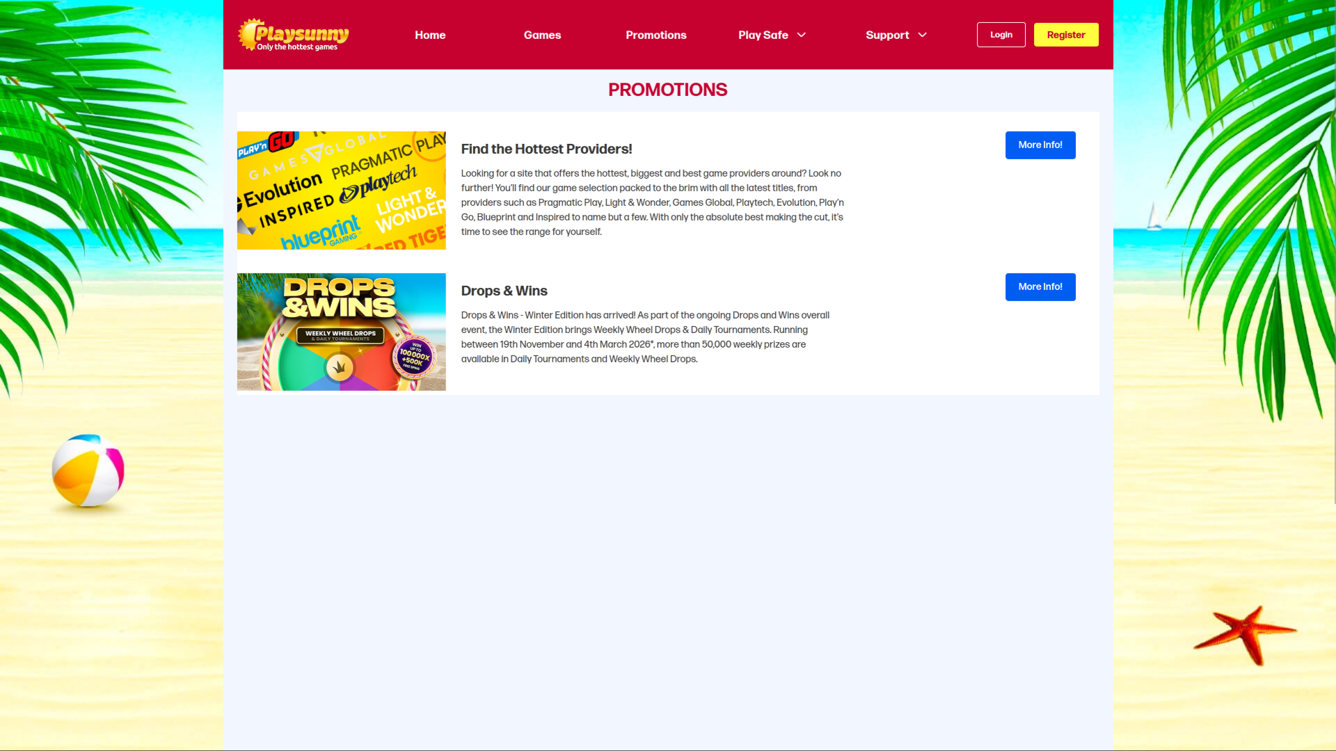 Promociones de escritorio de PlaySunny Casino