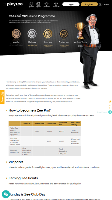 PlayZee Casino Mobile VIP Program