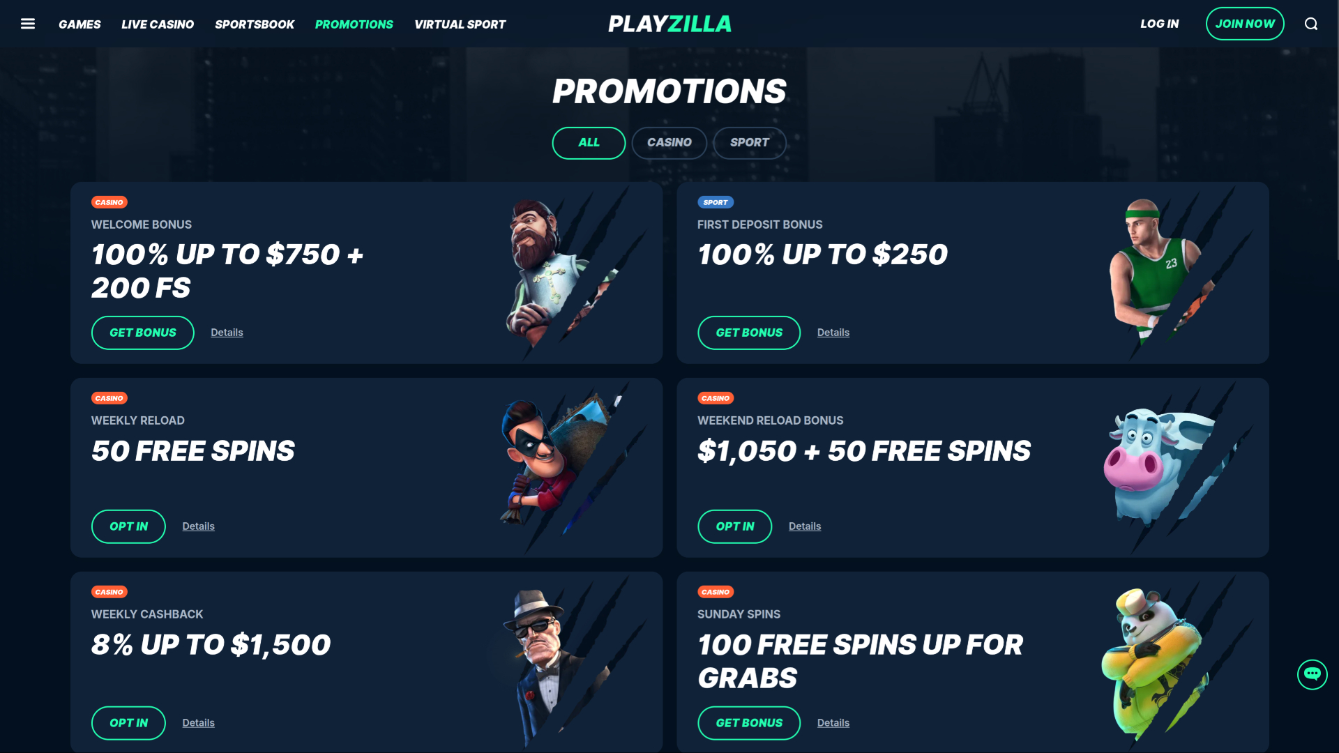 Promotions Playzilla Casino sur ordinateur