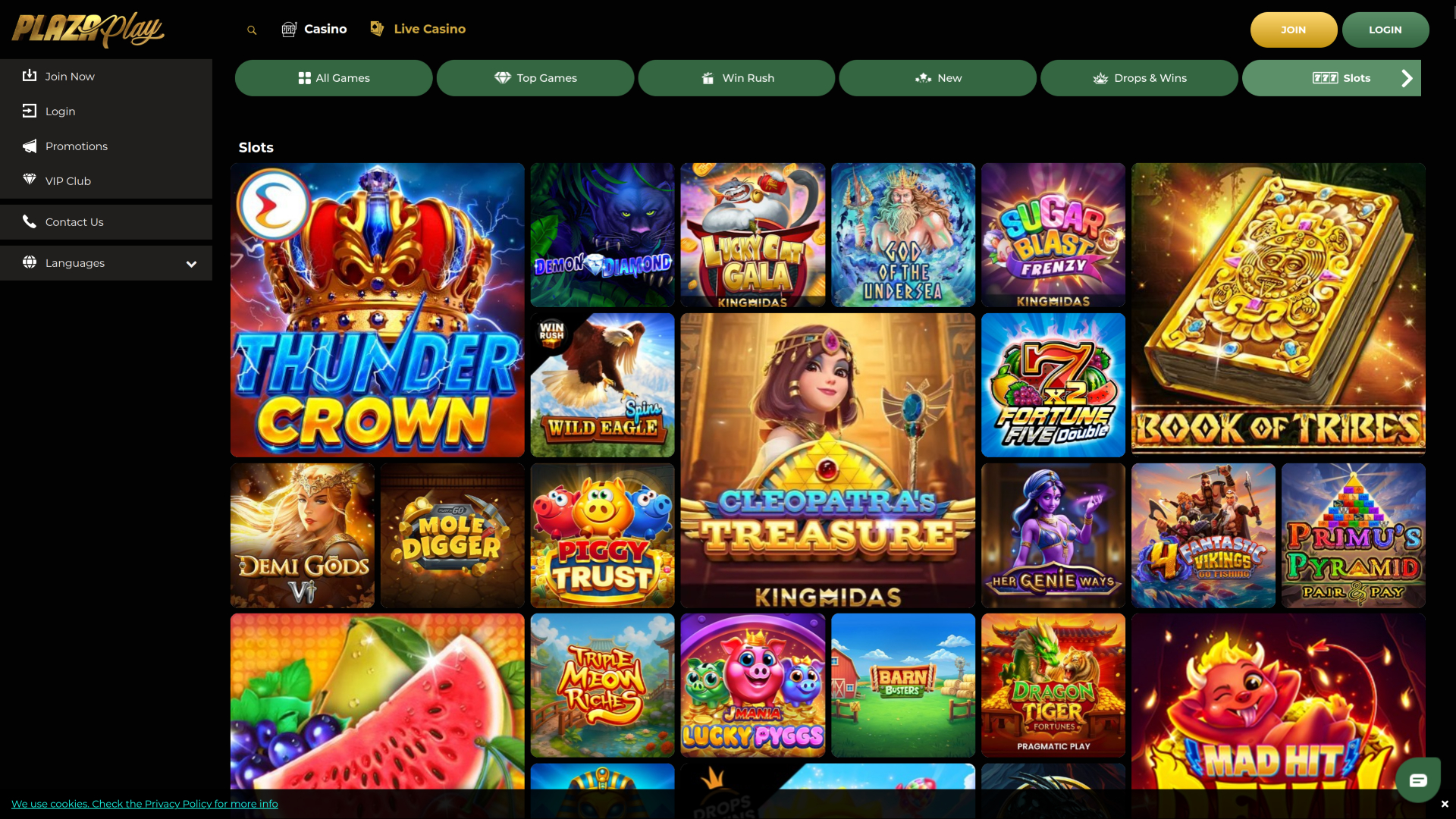 Juegos de escritorio del casino PlazaPlay