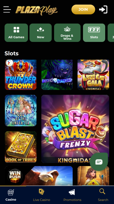 Juegos móviles del casino PlazaPlay