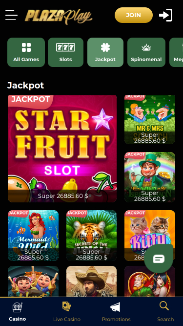 Jackpot móvil de PlazaPlay Casino