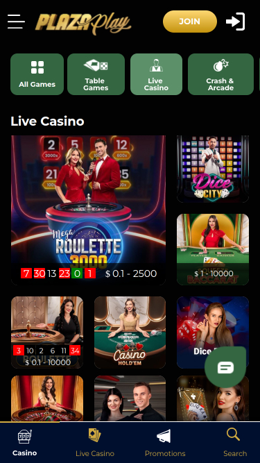 Casino móvil con crupier en vivo de PlazaPlay