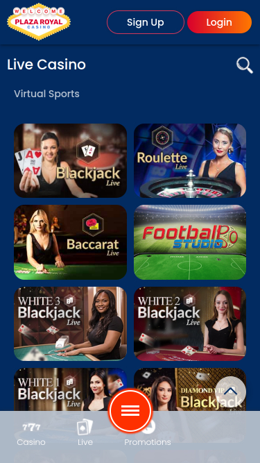 Casino mobile Plaza Royal avec croupier en direct