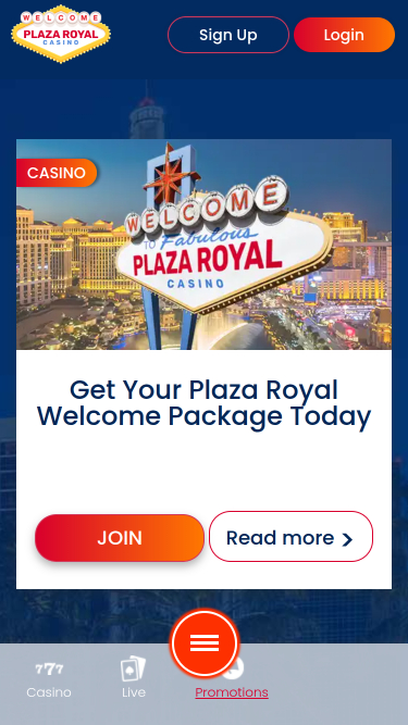 Promotions mobiles du casino Plaza Royal