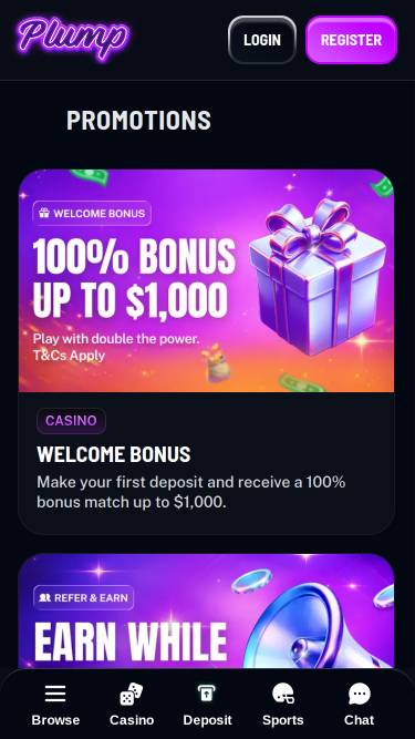 Promotions du casino Plump